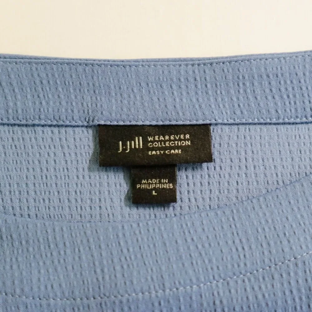 J Jill Size L Wearever Easy Care Boat Neck Tunic Top Moonlit Sky Blue - Picture 8 of 9